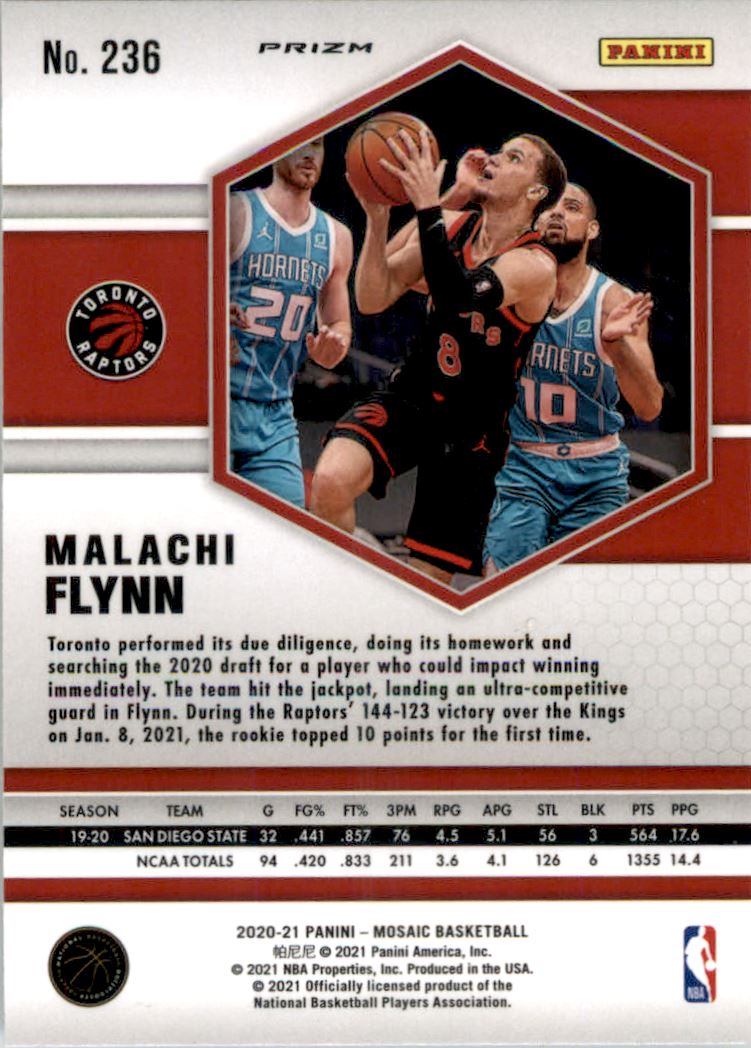 2020-21 Panini Mosaic Mosaic Reactive Yellow #236 Malachi Flynn