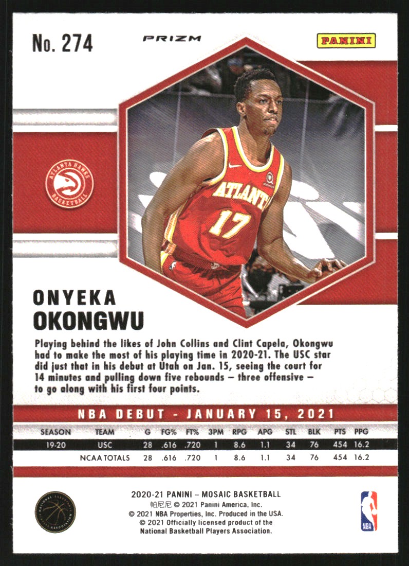 2020-21 Panini Mosaic Mosaic Reactive Yellow #274 Onyeka Okongwu