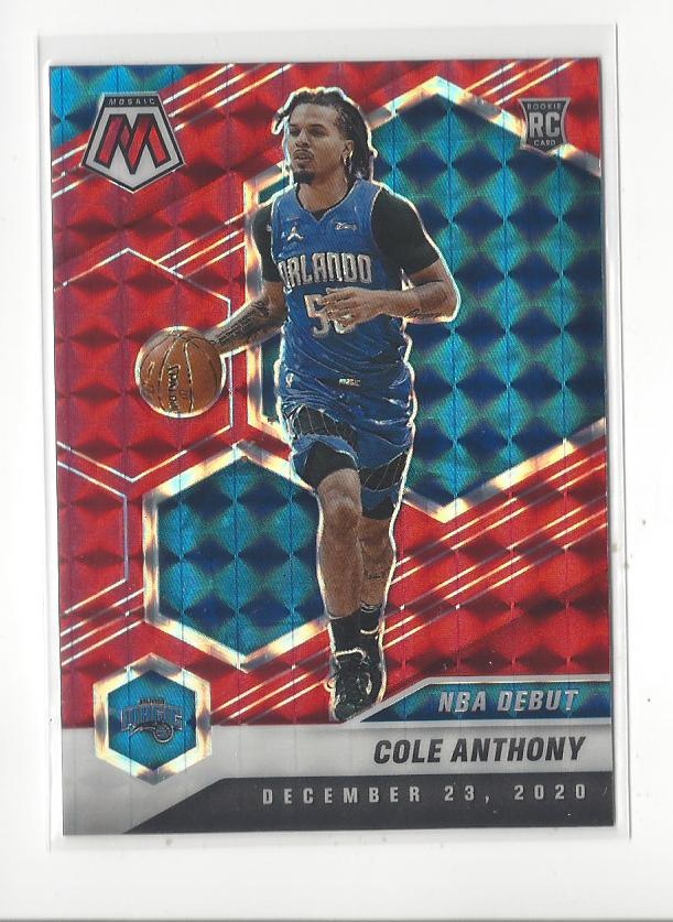 2020-21 Panini Mosaic Mosaic Red Prizm #268 Cole Anthony (Debut) RC Rookie Magic