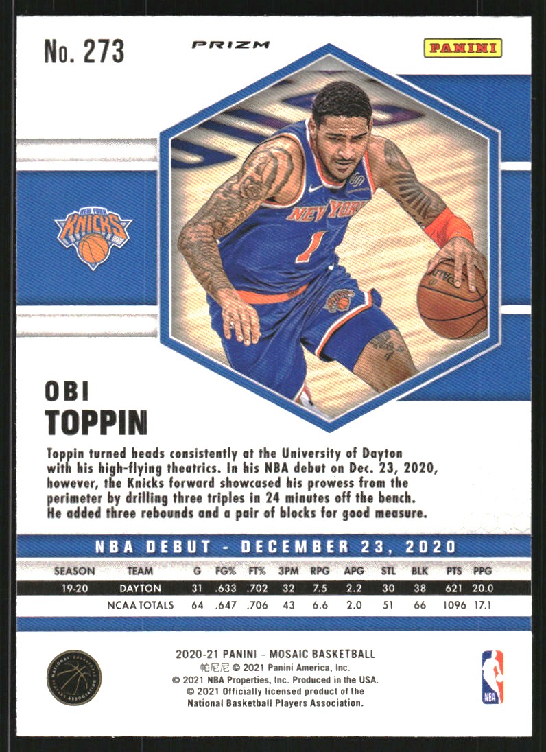 2020-21 Panini Mosaic Mosaic Red #273 Obi Toppin