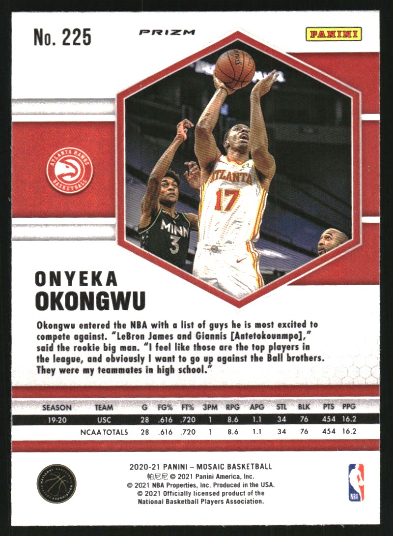 2020-21 Panini Mosaic Mosaic Red Wave #225 Onyeka Okongwu