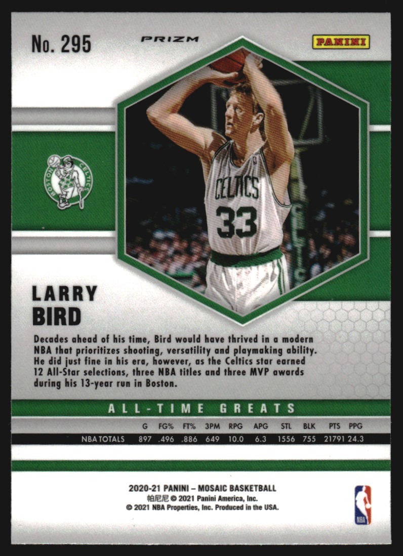 2020-21 Panini Mosaic Mosaic Red Wave #295 Larry Bird