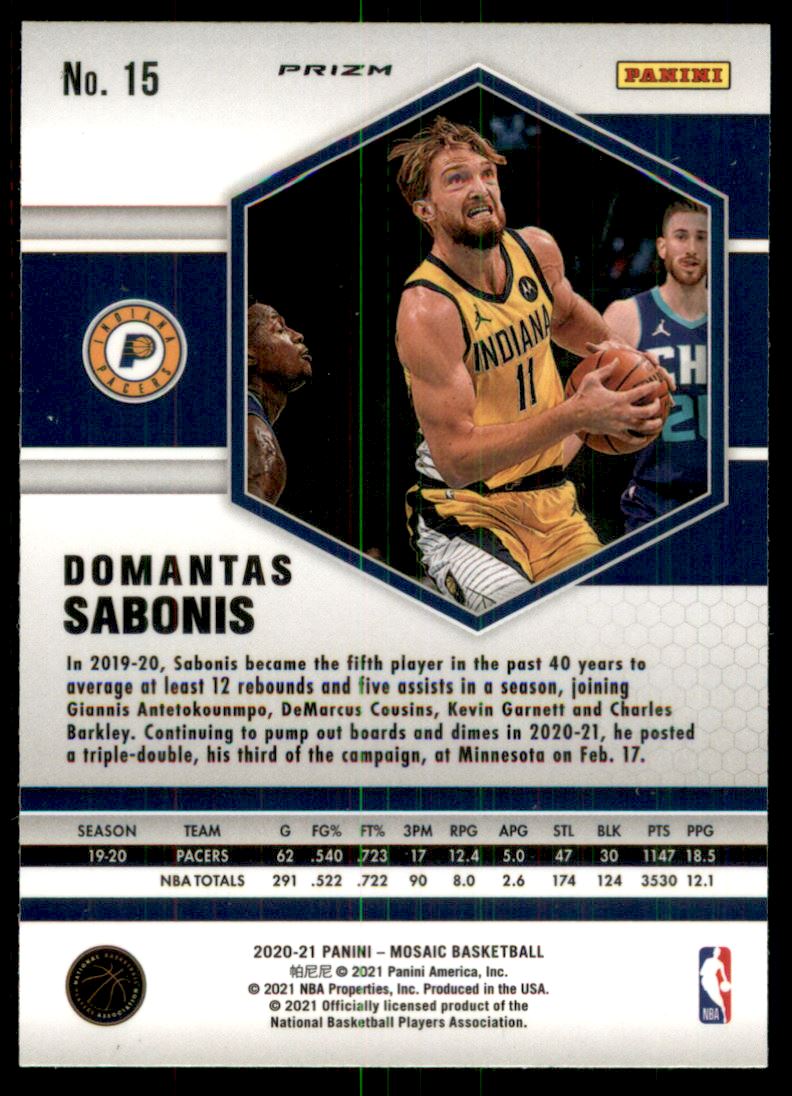 2020-21 Panini Mosaic Silver #15 Domantas Sabonis