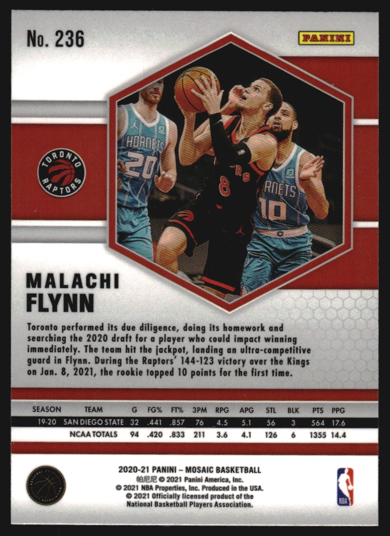 2020-21 Panini Mosaic Silver #236 Malachi Flynn