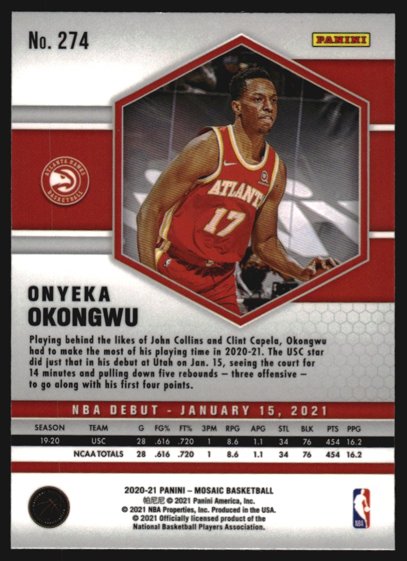 2020-21 Panini Mosaic Silver #274 Onyeka Okongwu