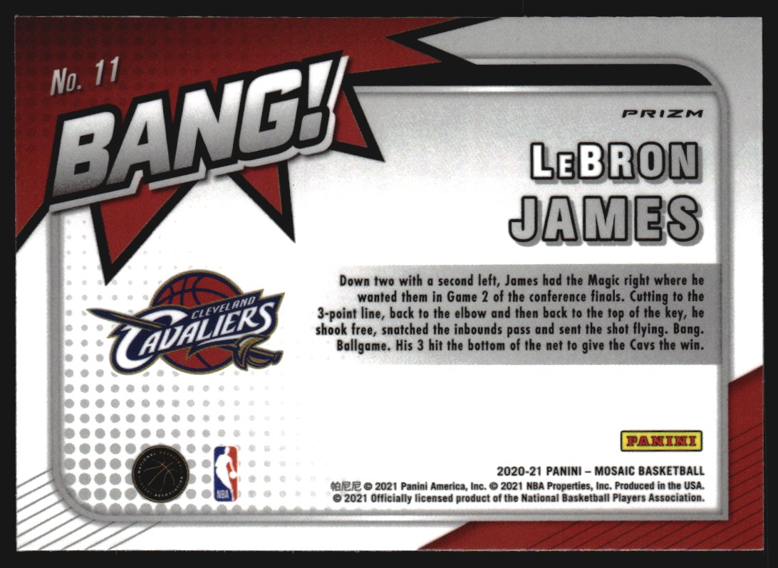 2020-21 Panini Mosaic Bang! Mosaic Green #11 LeBron James