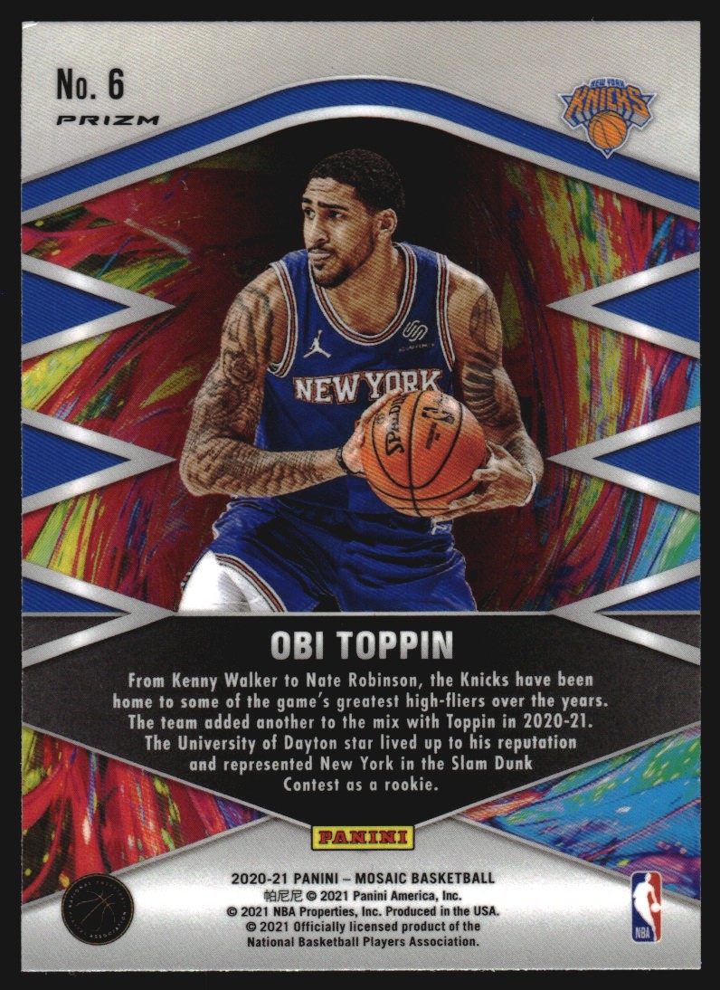 2020-21 Panini Mosaic Introductions Mosaic #6 Obi Toppin
