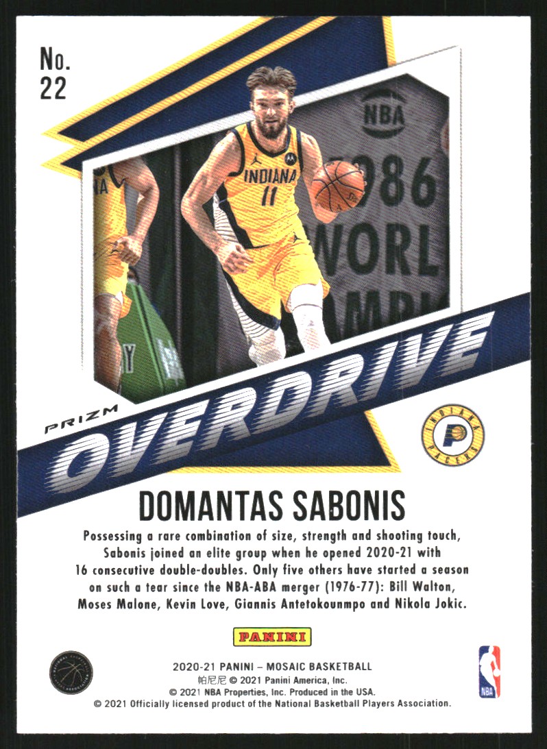 2020-21 Panini Mosaic Overdrive #22 Domantas Sabonis