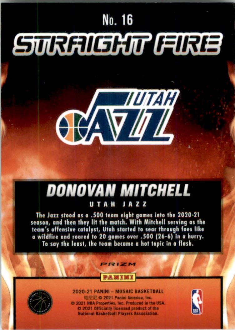 2020-21 Panini Mosaic Straight Fire #16 Donovan Mitchell