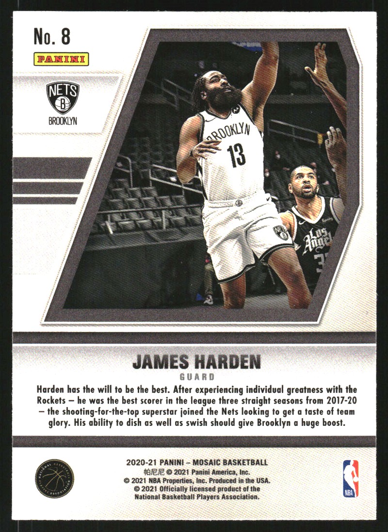 2020-21 Panini Mosaic Will to Win Mosaic #8 James Harden