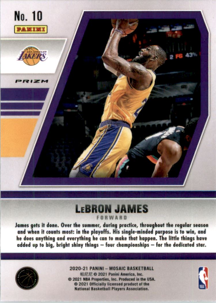 2020-21 Panini Mosaic Will to Win Mosaic Green #10 LeBron James