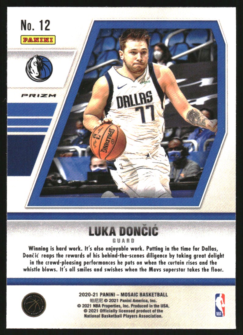 2020-21 Panini Mosaic Will to Win Mosaic Green #12 Luka Doncic