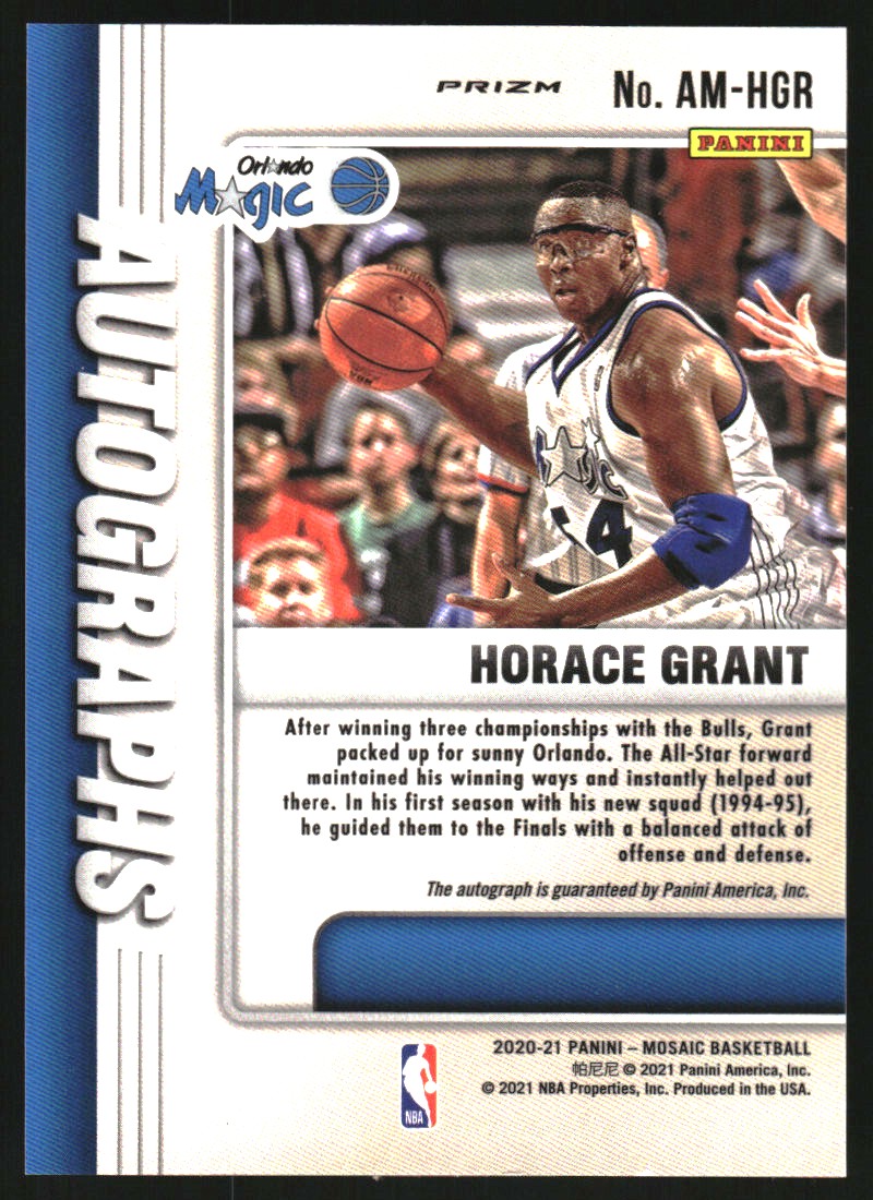 2020-21 Panini Mosaic Autographs Mosaic Choice Fusion Red and Yellow #4 Horace Grant
