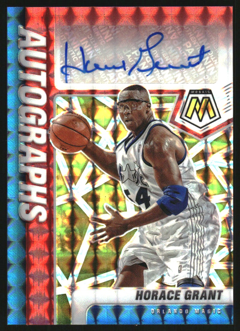 2020-21 Panini Mosaic Autographs Mosaic Choice Fusion Red and Yellow #4 Horace Grant