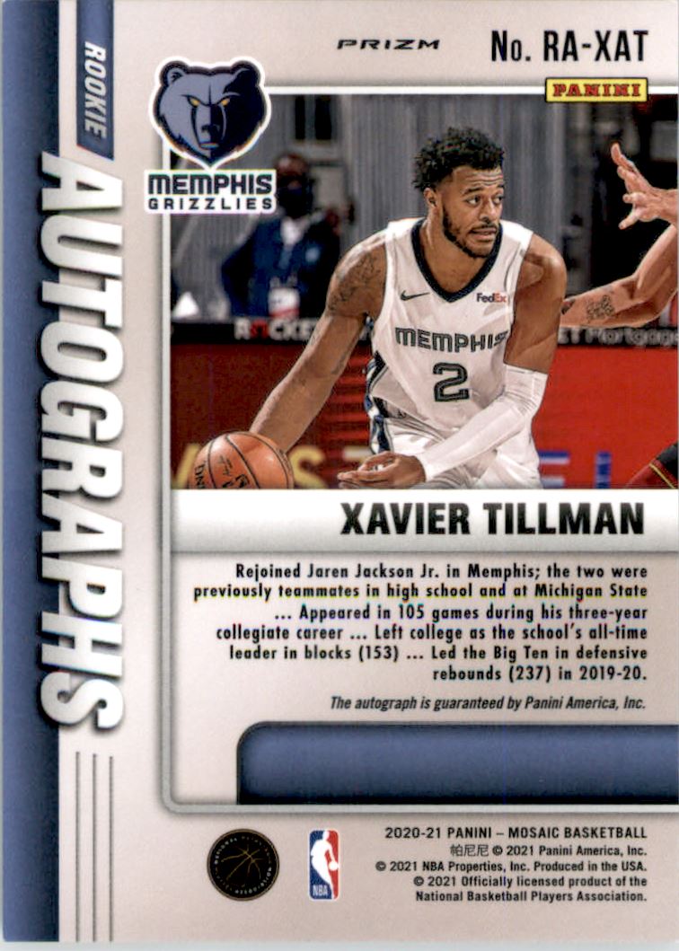 2020-21 Panini Mosaic Rookie Autographs Mosaic Choice Fusion Red and Yellow #28 Xavier Tillman