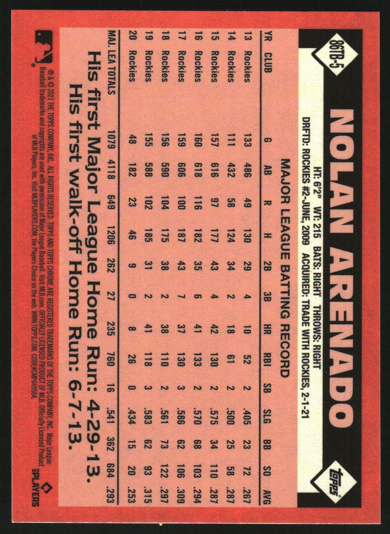 2021 Topps Chrome Ben Baller '86 Topps #86TB5 Nolan Arenado