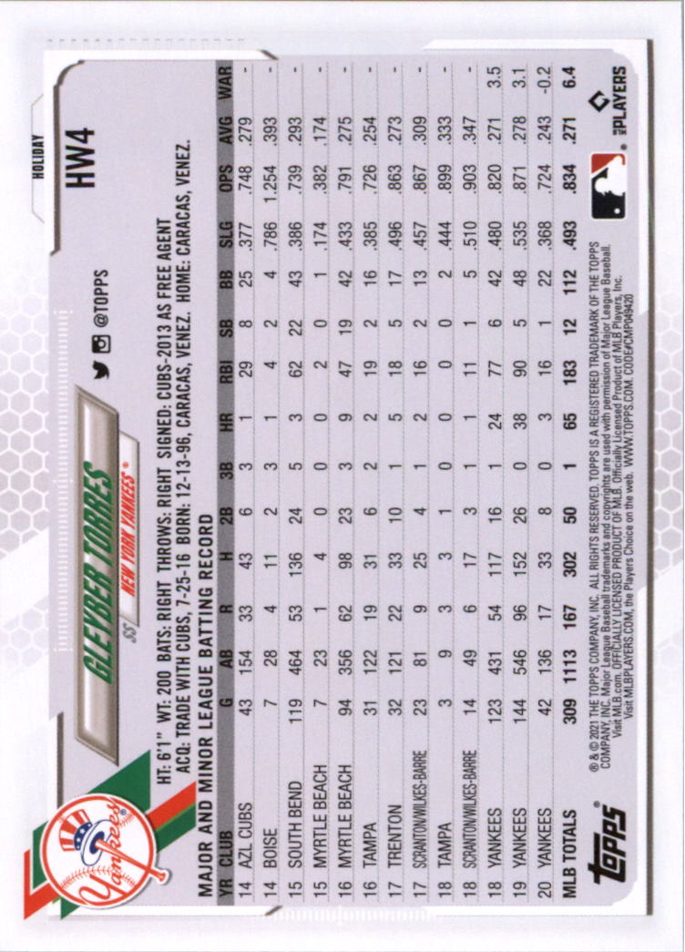 2021 Topps Walmart Holiday Baseball Card Pick (Base)