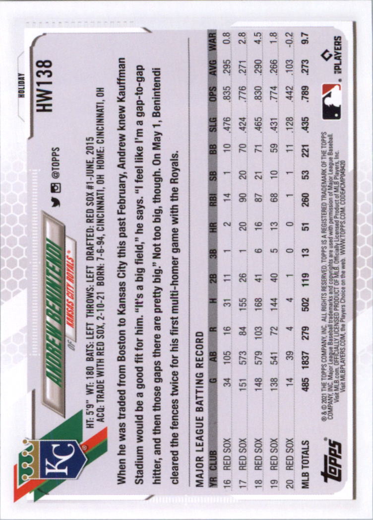 2021 Topps Walmart Holiday Baseball Card Pick (Base)