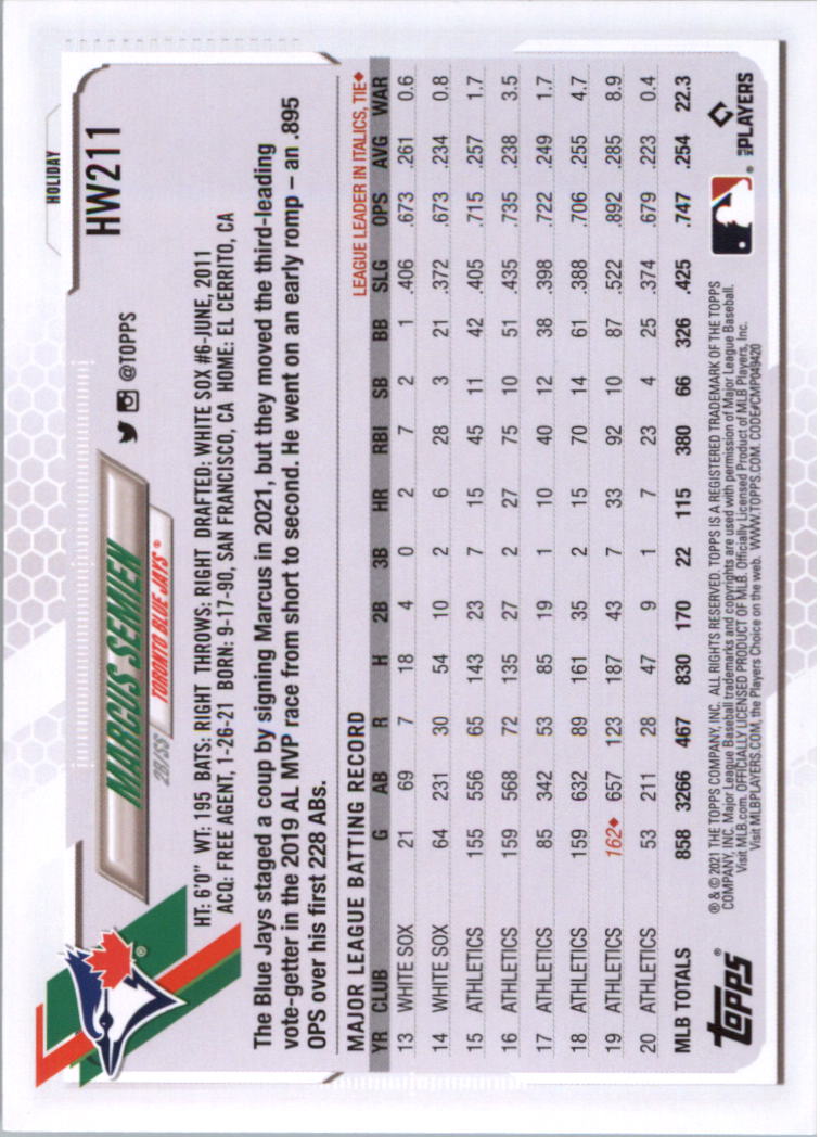 2021 Topps Walmart Holiday Baseball Card Pick (Base)