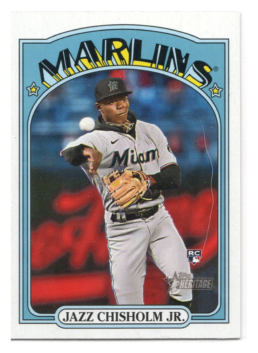 Jazz Chisholm Jr. 2022 TOPPS HERITAGE CHROME BLUE SPARKLE #120 MIAMI  MARLINS!