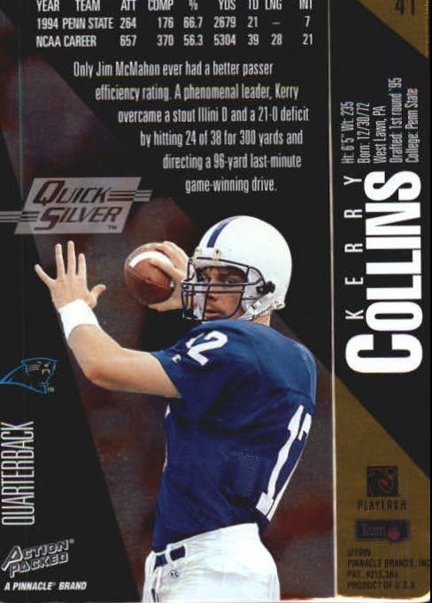 1995 Action Packed Quick Silver #41 Kerry Collins back image