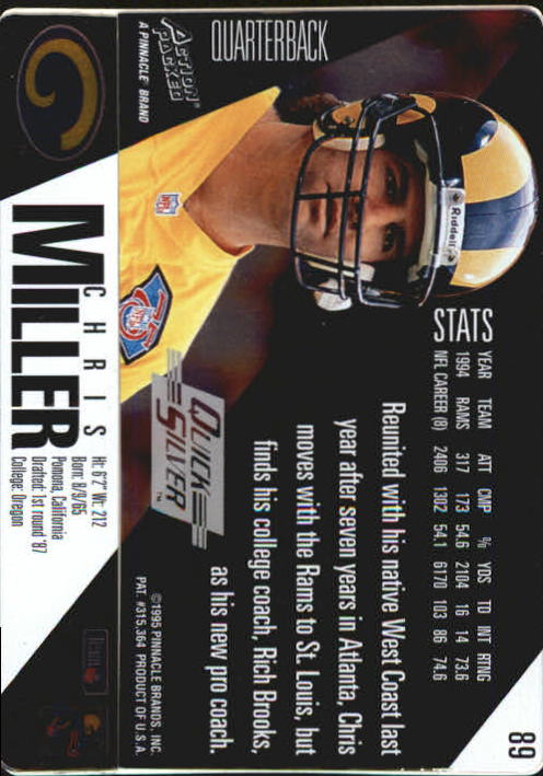 1995 Action Packed Quick Silver #89 Chris Miller back image