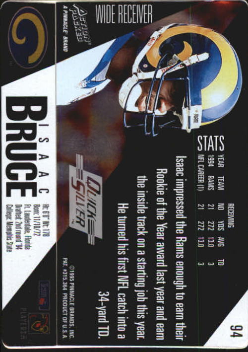 1995 Action Packed Quick Silver #94 Isaac Bruce back image