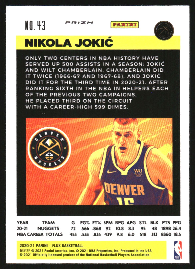 2020-21 Panini Flux Factory Pulsar Green #43 Nikola Jokic
