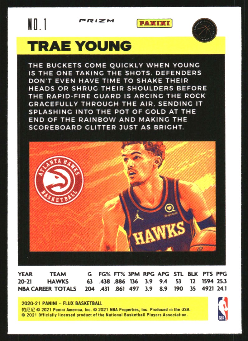 2020-21 Panini Flux Red Cracked Ice #1 Trae Young