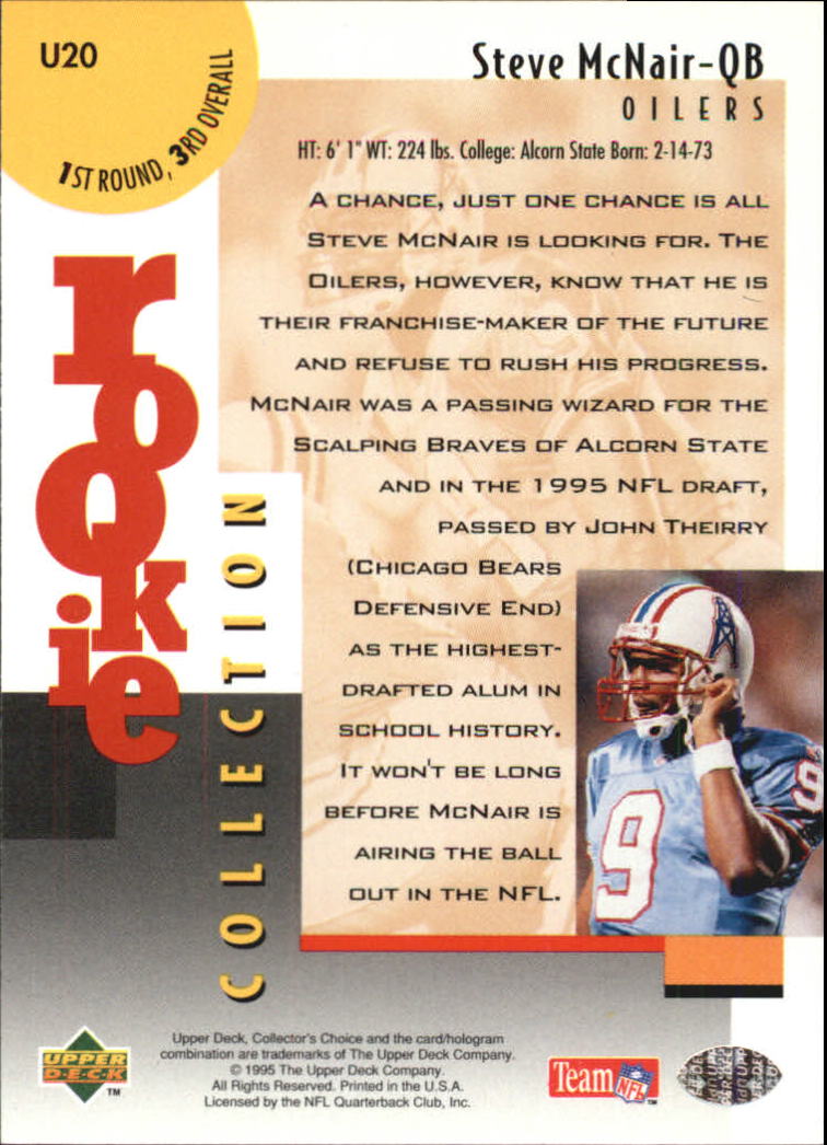 1995 Collector's Choice Update Silver #U20 Steve McNair back image