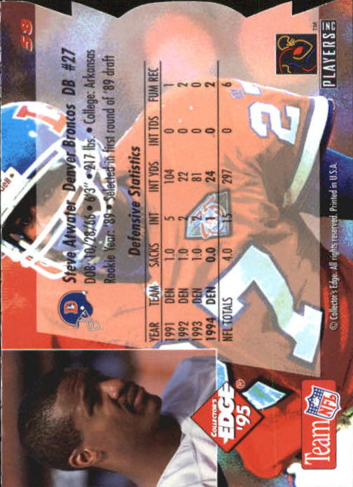 1995 Collector's Edge Die Cuts #58 Steve Atwater back image