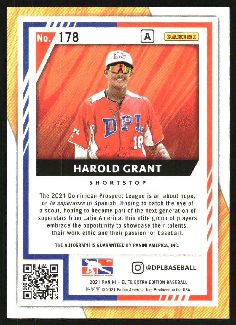 2021 Elite Extra Edition Signatures Prime Numbers A #178 Harold Grant/170 back image
