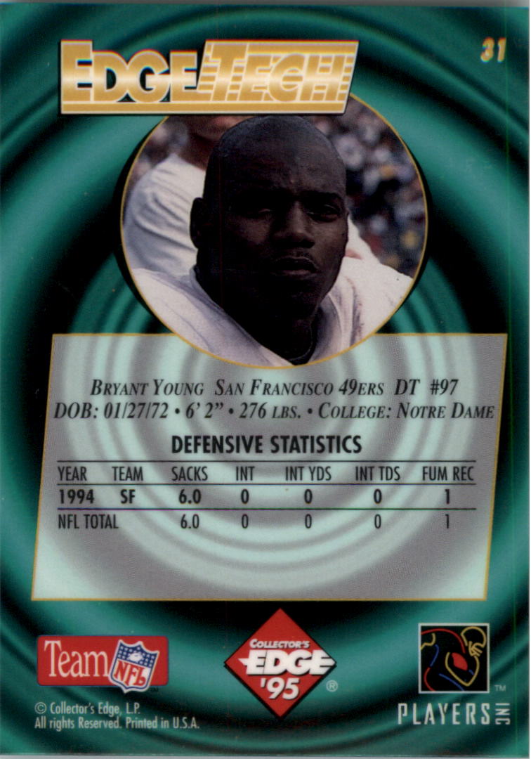1995 Collector's Edge EdgeTech Circular Prisms #31 Bryant Young back image