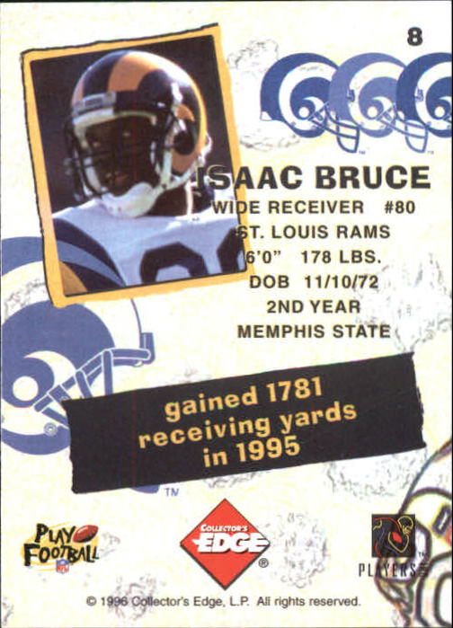 1995 Collector's Edge Nitro Redemption #8 Isaac Bruce back image