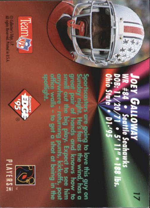 1995 Collector's Edge Rookies #17 Joey Galloway back image