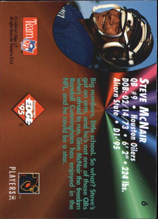 1995 Collector's Edge Rookies Black Label 22K Gold #6 Steve McNair back image