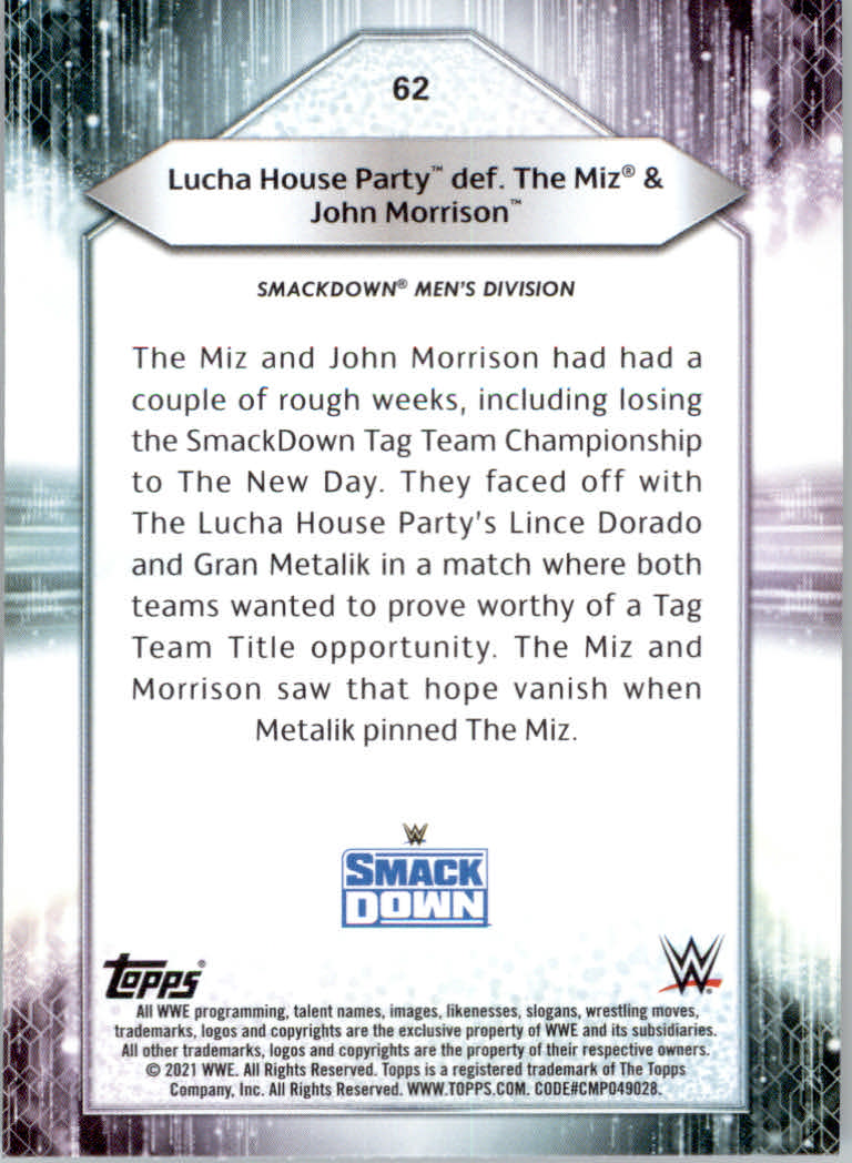 2021 Topps WWE Wrestling "Main Set" Cards #1 to #200 - Picture 125 of 401