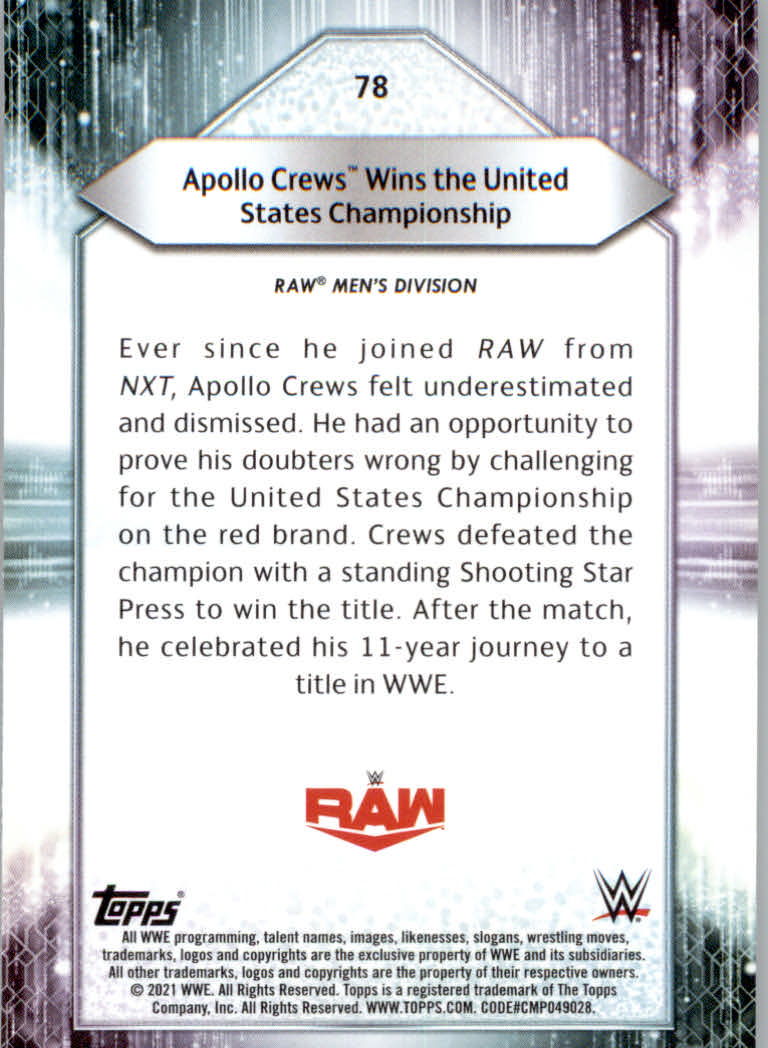 2021 Topps WWE Wrestling "Main Set" Cards #1 to #200 - Picture 157 of 401