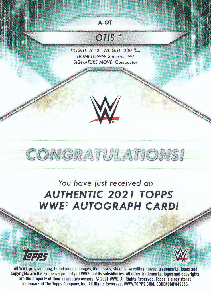 2021 Topps WWE Autographs Green #AOT Otis back image