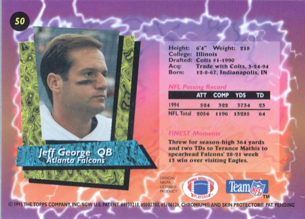 1995 Finest Refractors #50 Jeff George back image