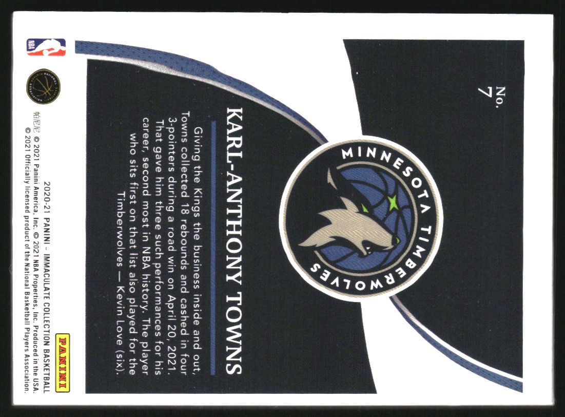 2020-21 Immaculate Collection Blue #7 Karl-Anthony Towns