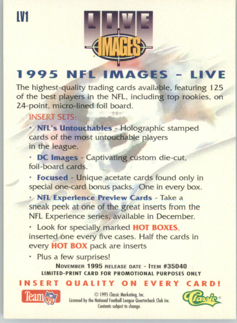 "Tarjetas de ""insertar y promocionar"" de fútbol americano Images 1995 en vivo (clásicas) - Imagen 13 de 13