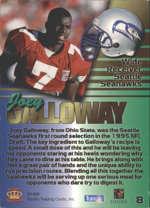 1995 Pacific Rookies #8 Joey Galloway back image