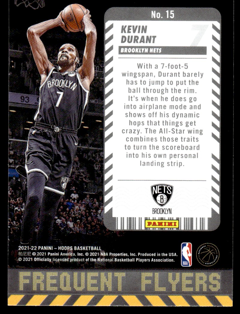 2021-22 Hoops Frequent Flyers #15 Kevin Durant back image