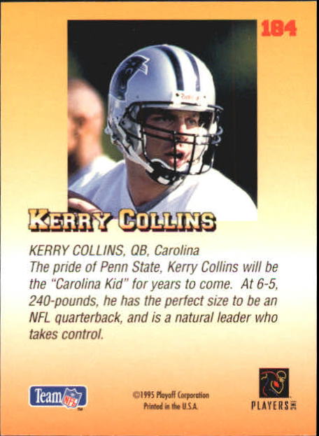 1995 Playoff Prime Minis #184 Kerry Collins back image