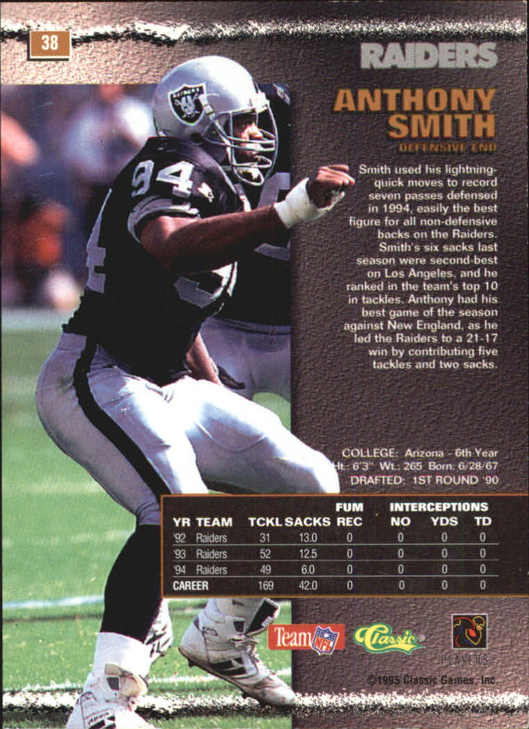 1995 Pro Line Printer's Proofs #38 Anthony Smith back image