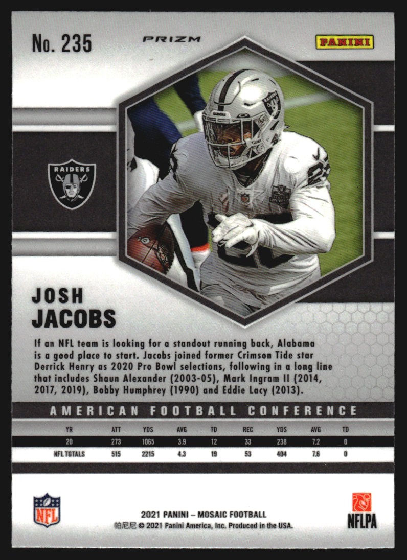 2021 Panini Mosaic Mosaic Camo Pink #235 Josh Jacobs AFC on