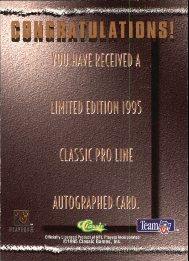 1995 Pro Line Autographs #20 Ben Coates/1175 back image