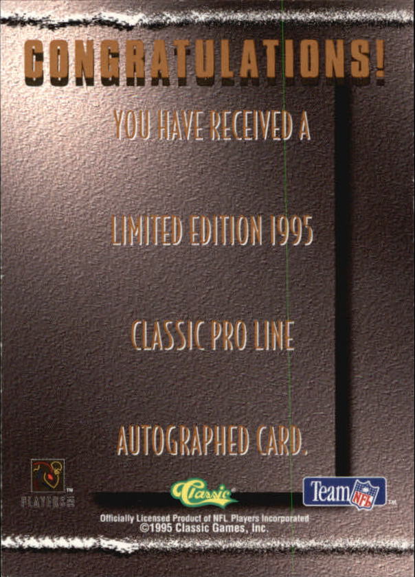 1995 Pro Line Autographs #48 Jeff Graham/1465 back image