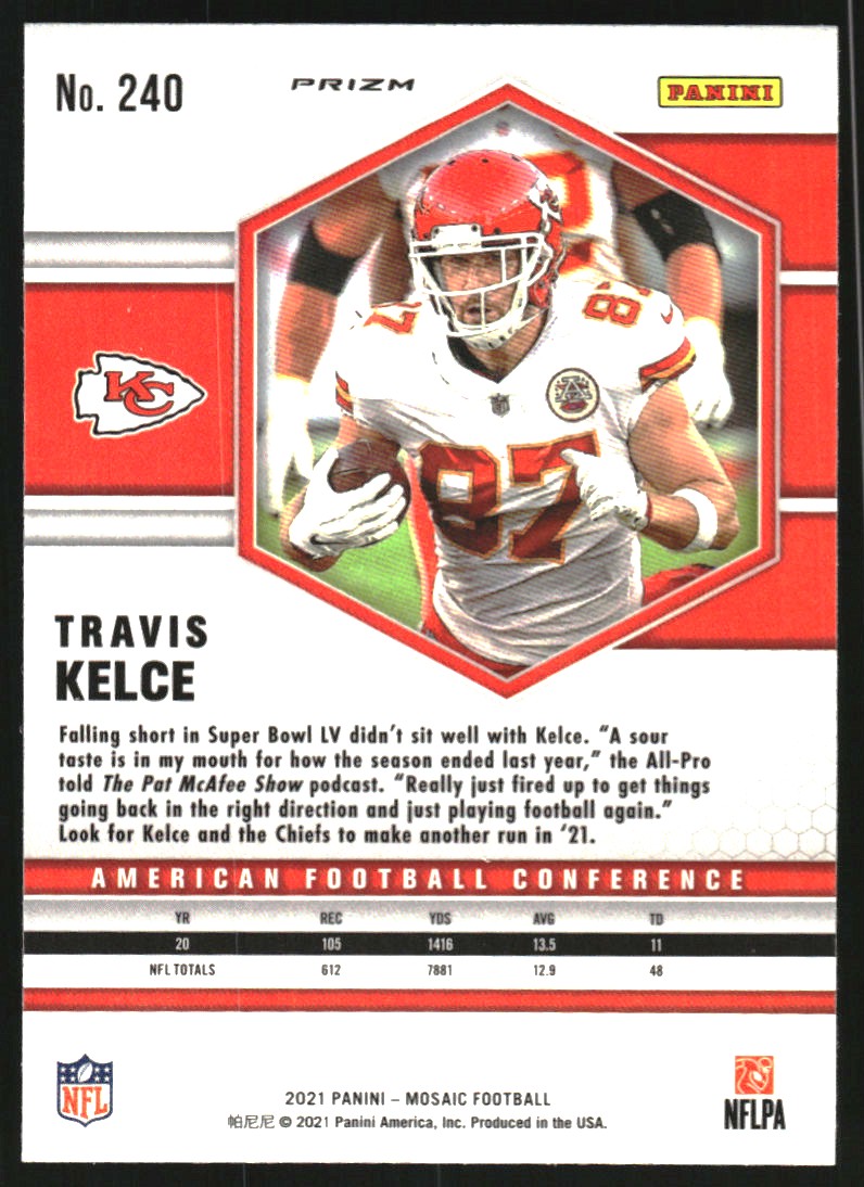 2021 Panini Mosaic Mosaic Reactive Blue #240 Travis Kelce AFC